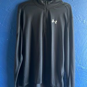 Under Armour Mens Run Heat Gear Long Pullover Zip Up Jacket Black